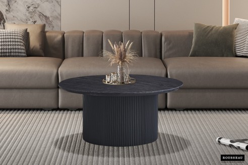 Table basse 'Lagos' 80 cm Ronde Décor Brun foncé