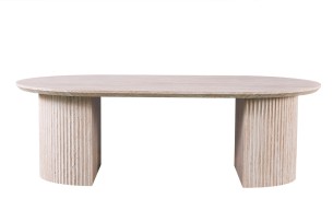 Table basse 'Lagos' 120 cm Ovale Décor Travertin Beige