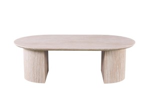 Table basse 'Lagos' 120 cm Ovale Décor Travertin Beige