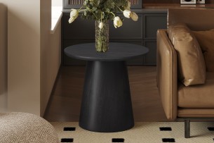 Table d'appoint 'Miklos' 60 cm Ronde Décor Brun foncé