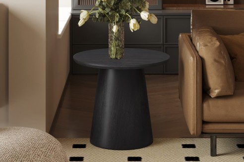 Table d'appoint 'Miklos' 60 cm Ronde Décor Brun foncé