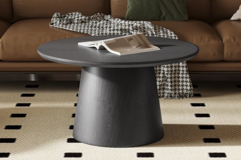 Table basse 'Miklos' 80 cm Ronde Décor Brun foncé