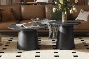 Table basse 'Miklos' 80 cm Ronde Décor Brun foncé