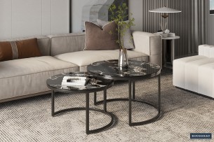Table basse 'Nazaro' set de 2 Composite marbre Noir