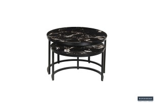 Table basse 'Nazaro' set de 2 Composite marbre Noir