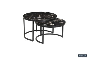 Table basse 'Nazaro' set de 2 Composite marbre Noir