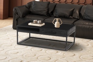 Table basse 'Madeira' avec tiroir Bois de Manguier noir