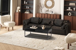 Table basse 'Madeira' avec tiroir Bois de Manguier noir