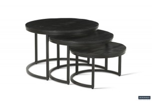 Table basse 'Arnod' set de 3 Bois de Manguier noir