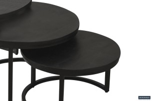 Table basse 'Arnod' set de 3 Bois de Manguier noir