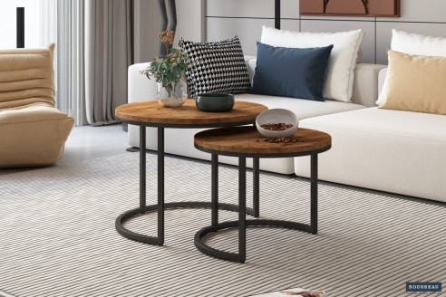 Table basse 'Goja' set de 2 Bois de Manguier