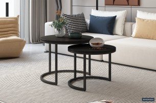 Table basse 'Goja' set de 2 Bois de Manguier noir
