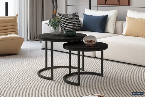 Table basse 'Goja' set de 2 Bois de Manguier noir
