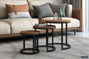 Table d'appoint 'Plano' set de 3 Bois de Manguier