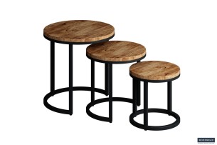 Table d'appoint 'Plano' set de 3 Bois de Manguier