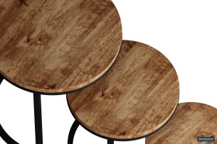 Table d'appoint 'Plano' set de 3 Bois de Manguier