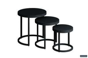 Table d'appoint 'Plano' set de 3 Bois de Manguier noir