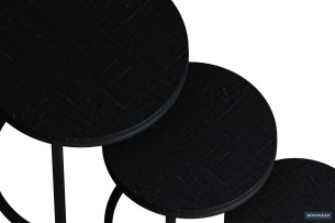 Table d'appoint 'Plano' set de 3 Bois de Manguier noir