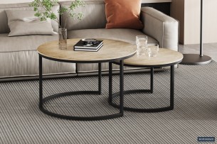 Table basse 'Amira' set de 2 Argent Vieilli