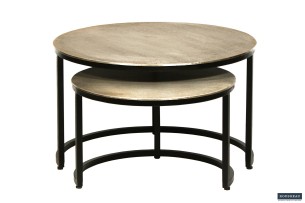 Table basse 'Amira' set de 2 Argent Vieilli