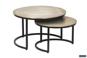 Table basse 'Amira' set de 2 Argent Vieilli
