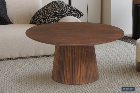 Table basse 'Miguel' 80 cm Ronde Bois de manguier Brun clair