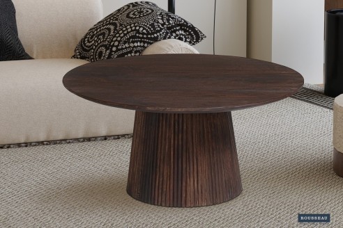 Table basse 'Miguel' 80 cm Ronde Bois de manguier Brun foncé