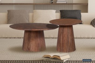 Table basse 'Miguel' 50 cm Bois de manguier Ronde Brun clair