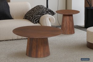 Table basse 'Miguel' 50 cm Bois de manguier Ronde Brun clair