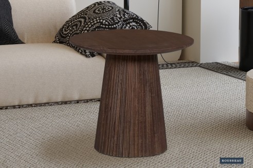 Table basse 'Miguel' 50 cm Bois de manguier Ronde Brun foncé