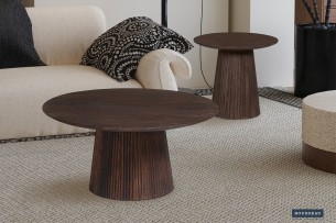 Table basse 'Miguel' 50 cm Bois de manguier Ronde Brun foncé