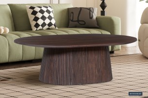 Table basse 'Miguel' 120 cm Ovale Bois de manguier Brun foncé