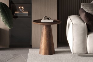 Table basse 'Jules' 45x50 cm Ronde Bois de manguier Brun clair