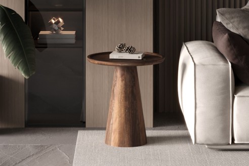 Table basse 'Jules' 45x50 cm Ronde Bois de manguier Brun clair