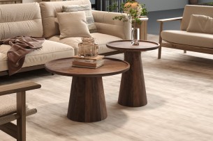 Table basse 'Jules' 45x50 cm Ronde Bois de manguier Brun clair