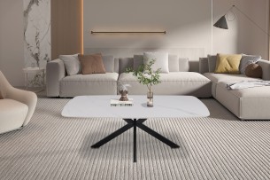 Table basse 'Apollo' 130 cm Ovale Danoise Pierre Blanc