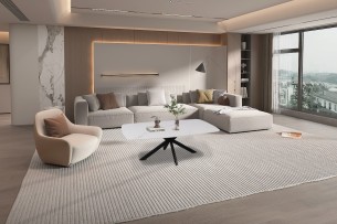 Table basse 'Apollo' 130 cm Ovale Danoise Pierre Blanc