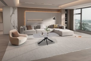 Table basse 'Apollo' 130 cm Ovale Danoise Pierre Gris
