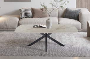 Table basse 'Apollo' 130 cm Ovale Danoise Pierre Brillant Shakespear Beige