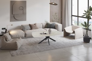 Table basse 'Apollo' 130 cm Ovale Danoise Pierre Brillant Shakespear Beige