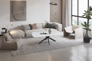 Table basse 'Apollo' 130 cm Ovale Danoise Pierre Baroque Gris