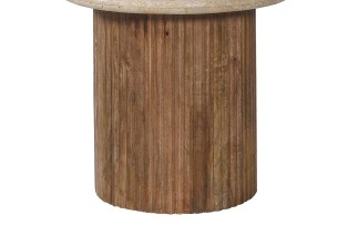 Table d'appoint 'Louis' 50 cm Bois de manguier avec Travertin Beige