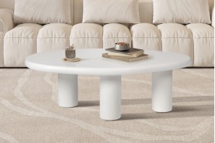 Table basse 'Tavira' 120 cm Ciment Blanc