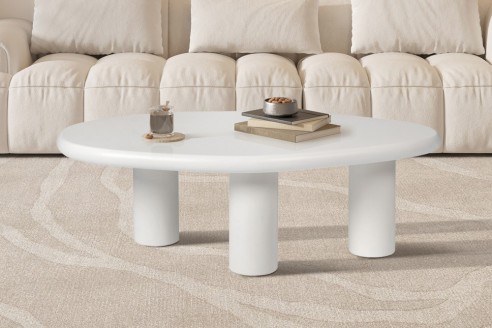 Table basse 'Tavira' 120 cm Ciment Blanc