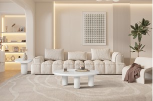 Table basse 'Tavira' 120 cm Ciment Blanc