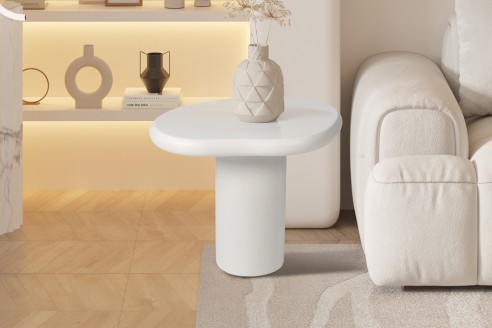 Table basse 'Tavira' 58 cm Ciment Blanc
