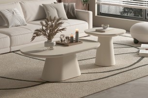 Table basse 'Tavira' 120 cm Ovale Ciment Beige