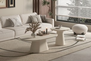 Table basse 'Tavira' 120 cm Ovale Ciment Beige