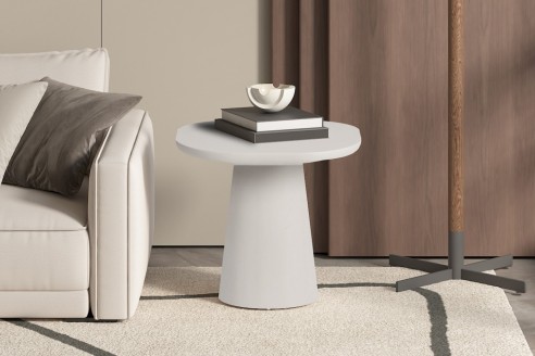 Table basse 'Tavira' 55 cm Ovale Ciment Blanc
