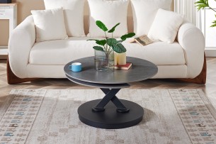 Table basse ronde Nara pierre gris clair – Mobilier de luxe Grand-Est